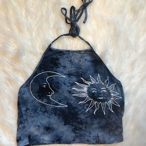 Tie die halter crop top